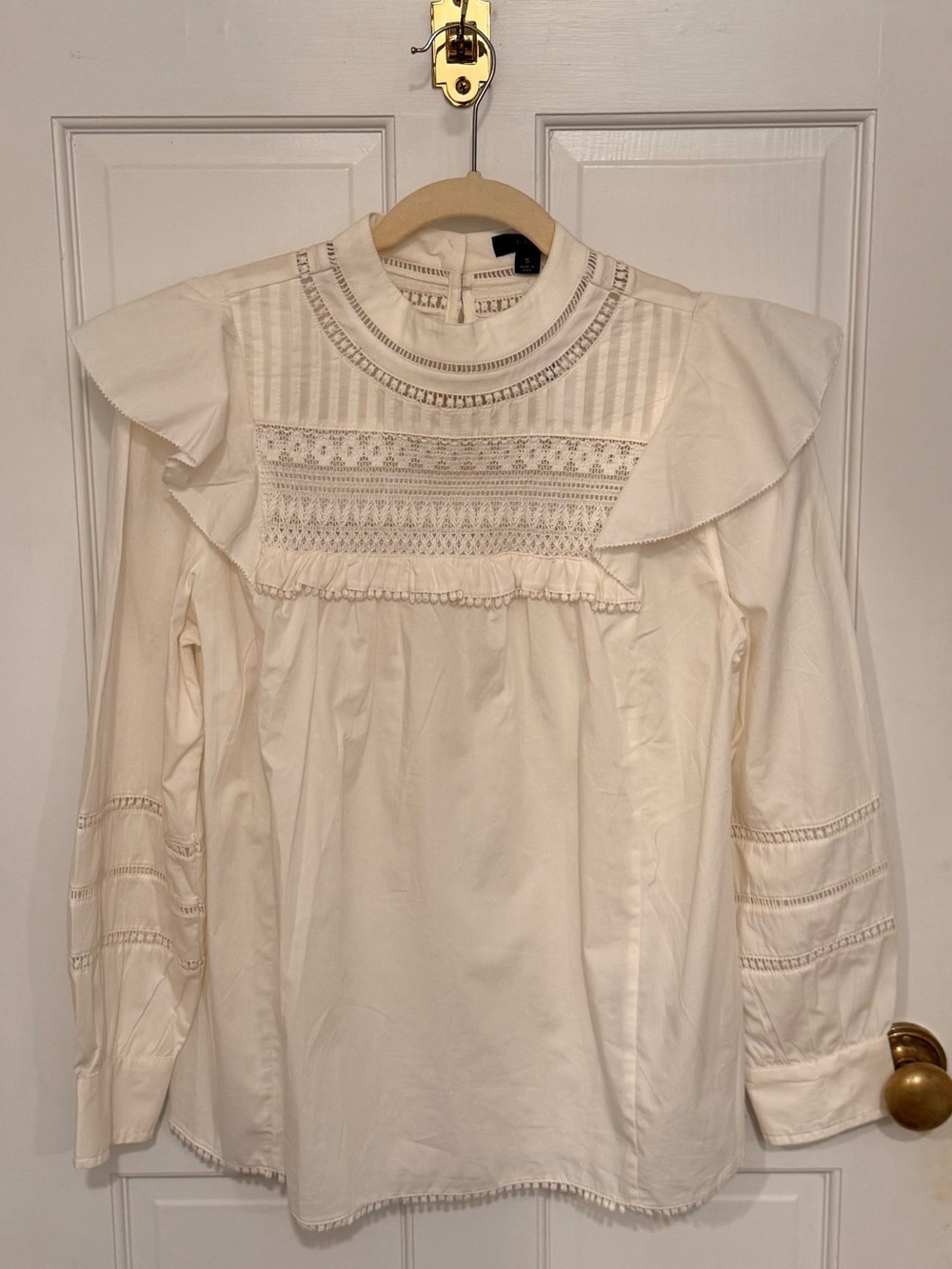 J. Crew Cream Ruffle Blouse